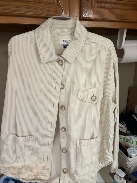 American Eagle Outfitters Tops - American Eagle Cream Ribbed Corduroy Shirt Jacket